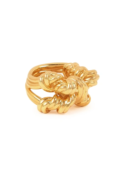 Shop Bottega Veneta Knot 18kt Gold-plated Ring