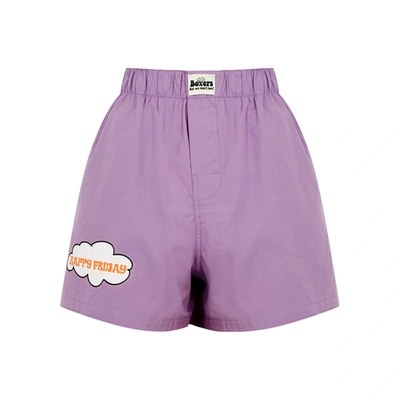 Shop Natasha Zinko X Duo Happy Friday Purple Cotton Shorts In Lilac