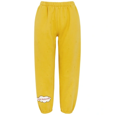 Shop Natasha Zinko Happy Wednesday Distressed Cotton-blend Sweatpants In Yellow