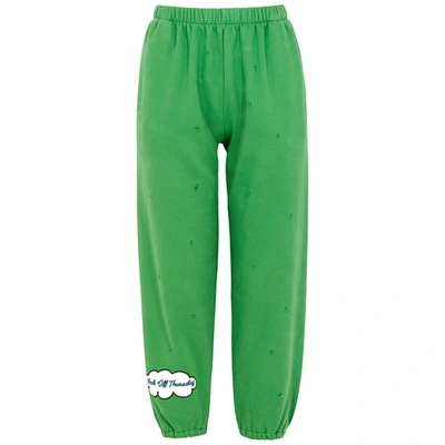 Shop Natasha Zinko Happy Thursday Distressed Cotton-blend Sweatpants In Green