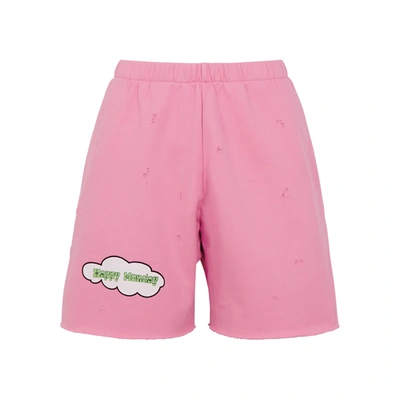 Shop Natasha Zinko Happy Monday Distressed Cotton-blend Shorts In Pink