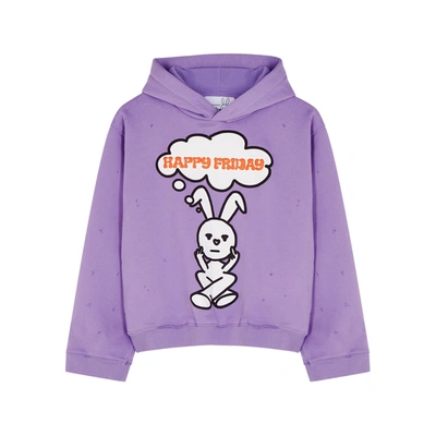 Shop Natasha Zinko Happy Friday Hooded Cotton-blend Sweatshirt In Lilac