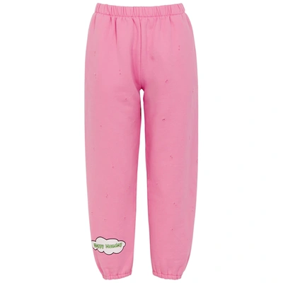 Shop Natasha Zinko Happy Monday Distressed Cotton-blend Sweatpants In Pink