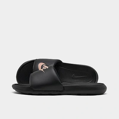 Shop Nike Men's Victori One Slide Sandals In Black/metallic Gold/black
