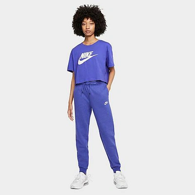 Shop Nike Women's Sportswear Essential Jogger Pants In Lapis/heather/white