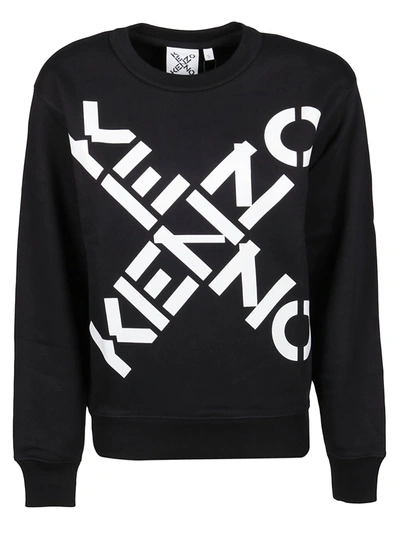 Shop Kenzo Logo Printed Crewneck Sweatshirt In Black