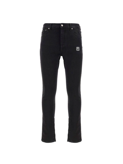 Shop Palm Angels Logo Patch Straight Leg Jeans In Black