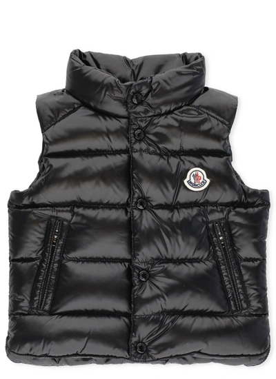 Shop Moncler Enfant Logo Patch Padded Gilet In Black