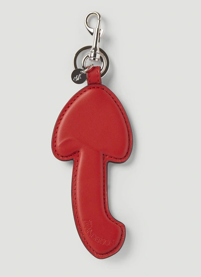 Shop Jw Anderson Logo Debossed Mushroom Keyring In Red