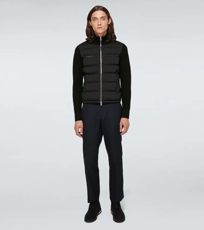 Shop Moncler Padded Zipped Cardigan In Black