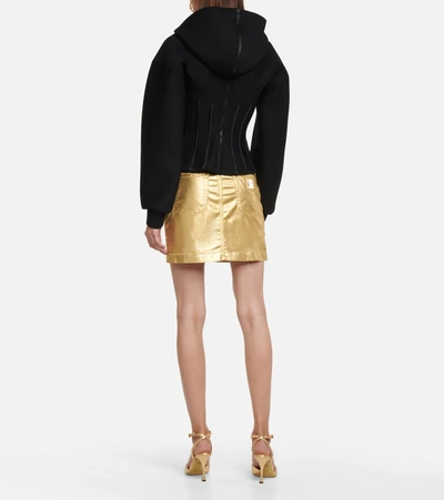 Shop Dolce & Gabbana Technical Jersey Hoodie With Bustier In Black