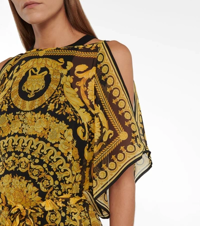 Shop Versace Printed Silk Kaftan In Black