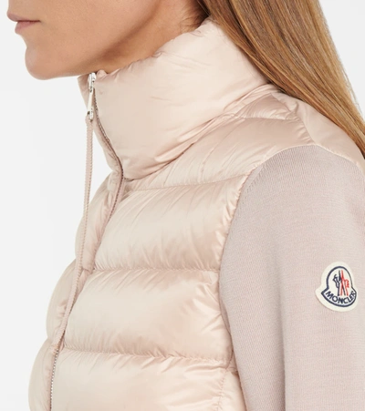 Shop Moncler Wool And Down Jacket In Beige