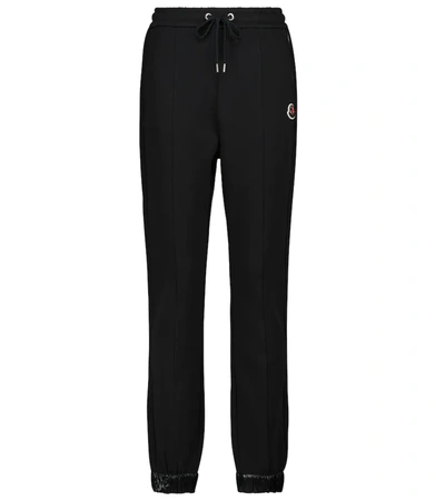 Shop Moncler Stretch-cotton Sweatpants In Black