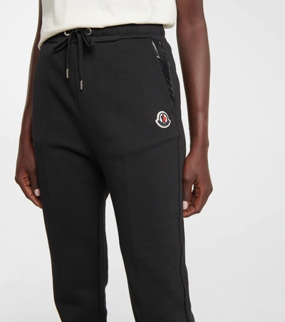 Shop Moncler Stretch-cotton Sweatpants In Black