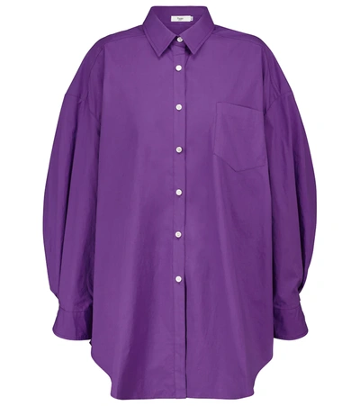 The Frankie Shop Melody Oversized Cotton Shirt In Purple 
