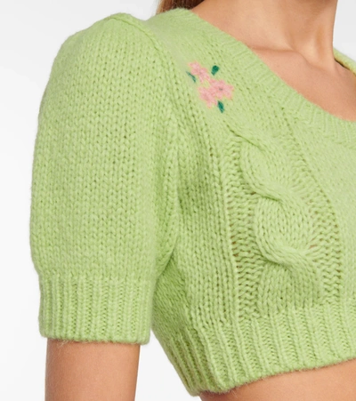 Shop Alessandra Rich Alpaca Wool-blend Cropped Sweater In Green