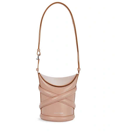 Shop Alexander Mcqueen The Curve Small Leather Shoulder Bag In Pink