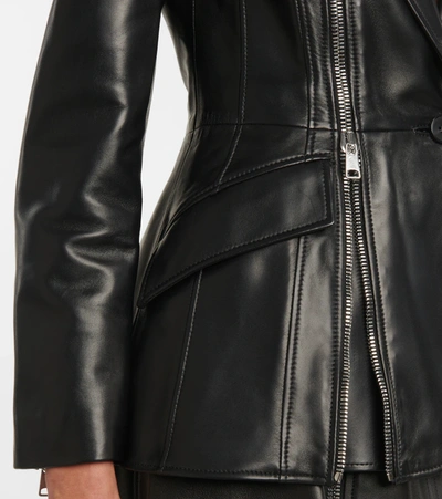 Shop Alexander Mcqueen Leather Blazer In Black