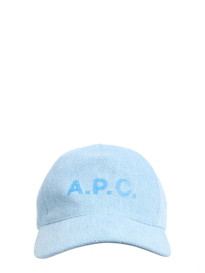 Shop Apc A.p.c. Logo Printed Baseball Hat In Blue