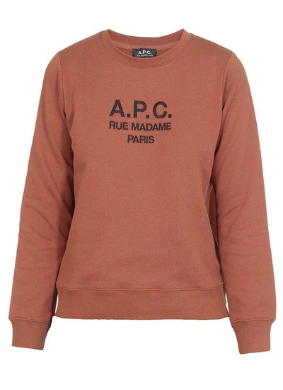 Shop Apc A.p.c. Tina Logo Embroidered Sweatshirt In Brown