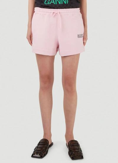 Shop Ganni Software Isoli Drawstring Shorts In Pink