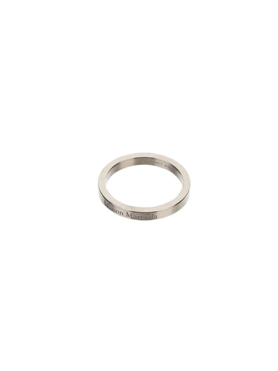 Shop Maison Margiela Logo Engraved Ring In Silver