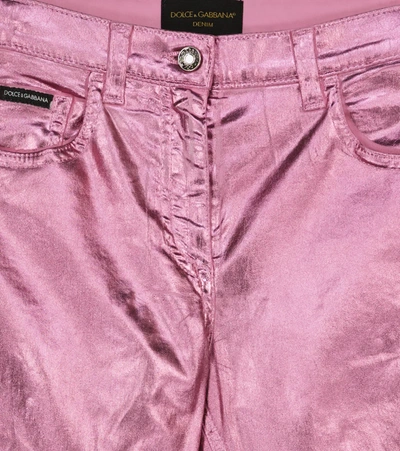 Shop Dolce & Gabbana Coated Stretch-cotton Skinny Jeans In Pink