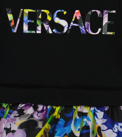 Shop Versace Baby Baroccoflage Stretch-cotton Dress In Black