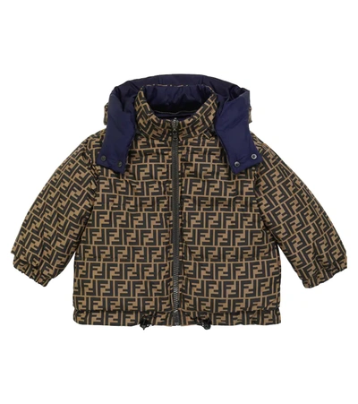 Shop Fendi Ff Reversible Puffer Jacket In Blue