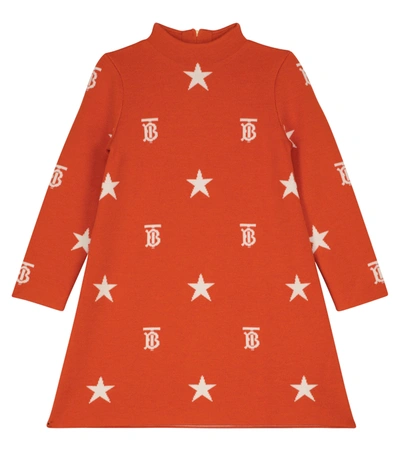 Shop Burberry Intarsia-knit Wool-blend Dress In Orange