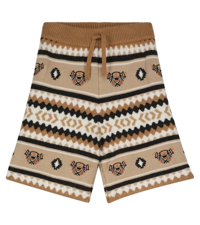 Shop Burberry Intarsia-knit Wool And Cashmere Shorts In Beige