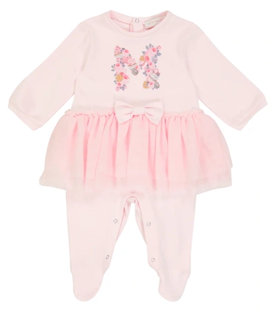 Shop Monnalisa Baby Printed Cotton-jersey Onesie In Pink
