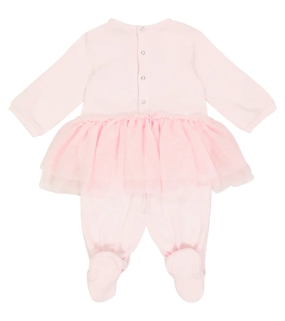 Shop Monnalisa Baby Printed Cotton-jersey Onesie In Pink