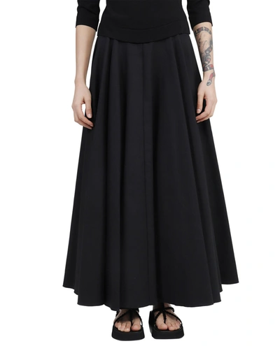 Shop Alaïa Pleated Flared Maxi Skirt In Black