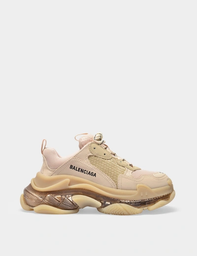 Shop Balenciaga Triple S Clear Sole Sneakers In Nude