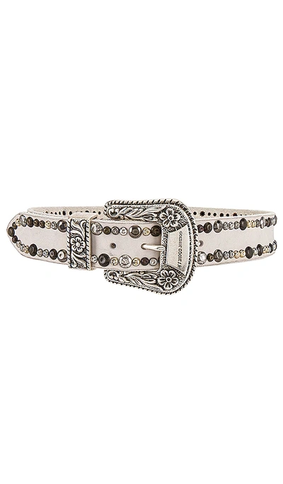 Shop Golden Goose Washed Leather Studs Lace Belt In White