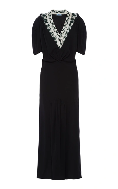 Prada Sable Mermaid Dress With Jacquard Insert In Black