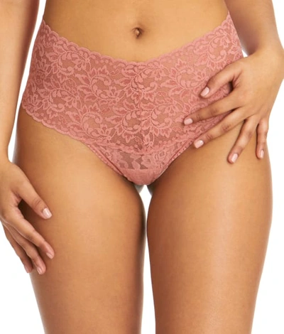 Shop Hanky Panky Signature Lace Retro Thong In Cranberry