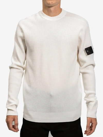 Shop Stone Island Shadow Project Crewneck Knit In Stretch Wool In White