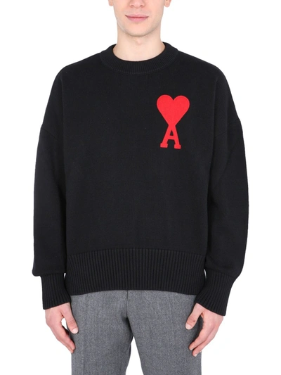 Shop Ami Alexandre Mattiussi Crew Neck Sweater In Black