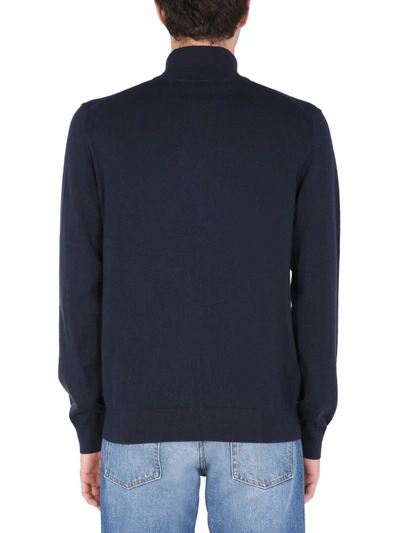 Shop Ps By Paul Smith High Neck Sweater With "zebra" Logo Patch In Blue