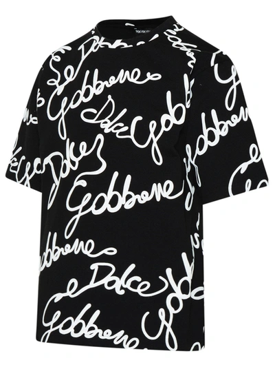 Shop Dolce & Gabbana Black Cotton Jersey T-shirt