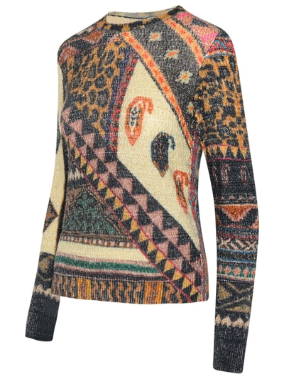 Shop Etro Multicolor Wool And Alpaca Patchwork Sweater In Black