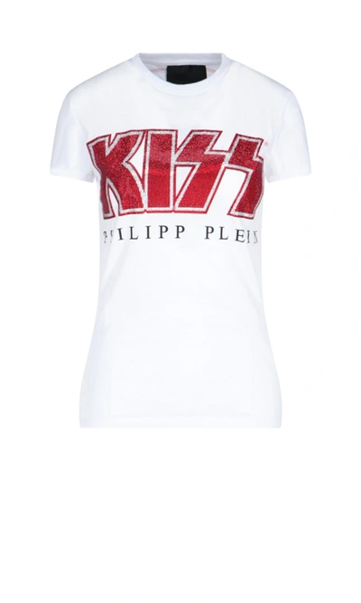 Shop Philipp Plein Kiss T-shirt In White