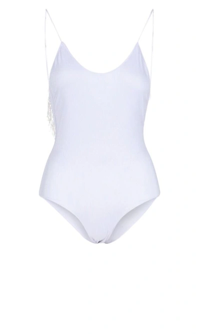 Shop Oseree 20s Pearls One Piece Swimsuit In Gray