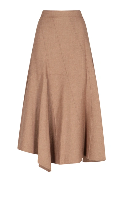 Shop Jw Anderson Flared Midi Skirt In Brown