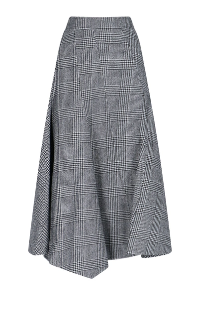 Shop Jw Anderson Prince Of Wales Midi Skirt In Gray