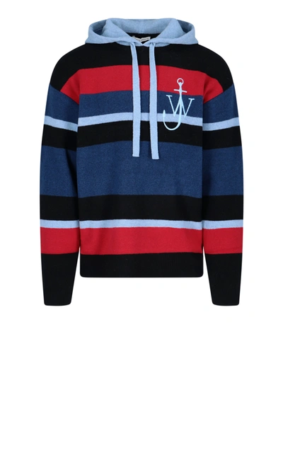 Shop Jw Anderson Striped Logo Sweater In Blue