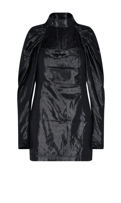 Rotate Birger Christensen Kaya Cutout Coated Canvas Mini Dress In Black